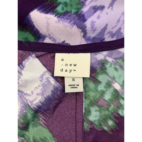 A New Day Purple Floral Spring Short Sleeve Midi Dress Small - Picture 4 of 4